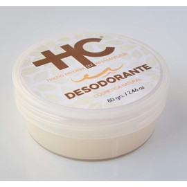 Desodorante 100% natural. Libre de aluminio, sin químicos tóxicos. Hecho a mano. 80gr. Elaborado a base de aceite de coco y aceites esenciales. Efecto détox, desmancha las axilas, no mancha la ropa.