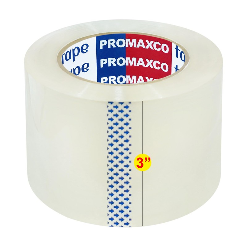 3" Heavy Duty Packing Tape, 12 Rolls, Clear, 3" Core,