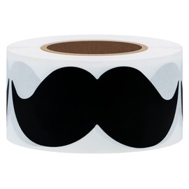 Hybsk 200pcs Fake Mustache Stickers 8cm x 4cm Black Moustache Baby Shower Little Man Themed Party Father's Day Labels (Black)