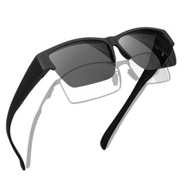 Rimerakea Polarized Over Sunglasses, Can Be Attached to Glasses from Above Glasses, [D] Black
