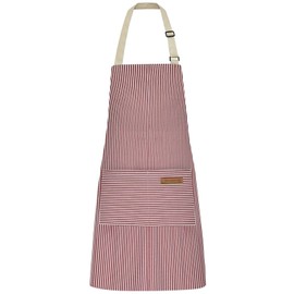 SiHuiTu Adjustable Apron Unisex Apron with Pocket Cooking Kitchen Chef Aprons for Women Men Home Kitchen Butchers BBQ Restaurant (Pink)