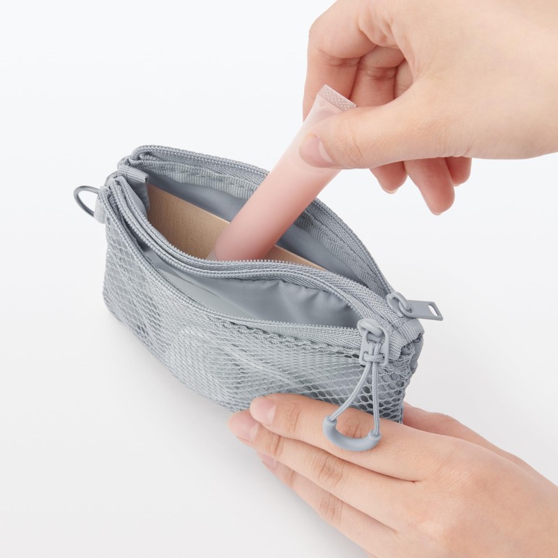 MUJI Polyester Double Zipper Case Grey S OHG87A3S