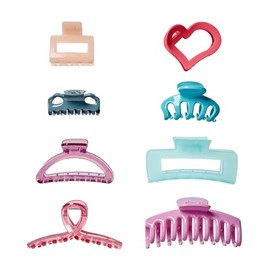 Scunci by Conair 8 piece claw clips set - claw clips for thick hair - hair accessories for women - Pastel Colors