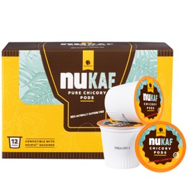 nuKAF Chicory K Cups | Kosher Chicory Root K Pods for your Keurig | 100% Chicory Root | Keurig K Cups Chicory Coffee Alternative by Gourmanity [12 count]
