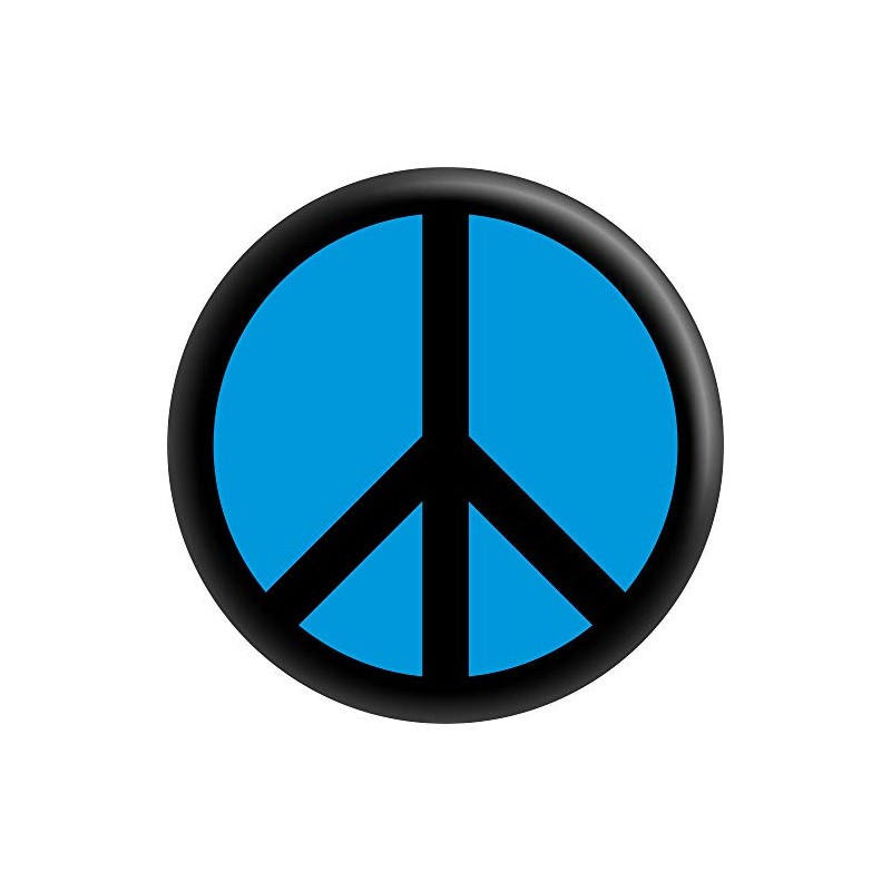 Blue on Black Peace Sign - 1.5" Round Button