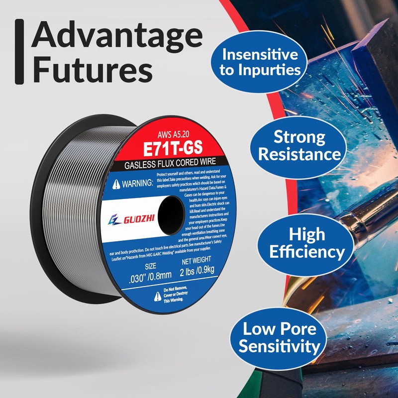 Flux Core Welding Wire, GZGUOZHI E71T-GS .030" 2-Pound X 2