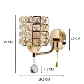 Modern Luxury Gold Crystal Wall Sconces Set of 2, Hardwired Lights Standard E26 Socket Decorative Light Fixture for Bedroom, Living Room, Hallway -Bulbs NOT Included Professional Installation Required