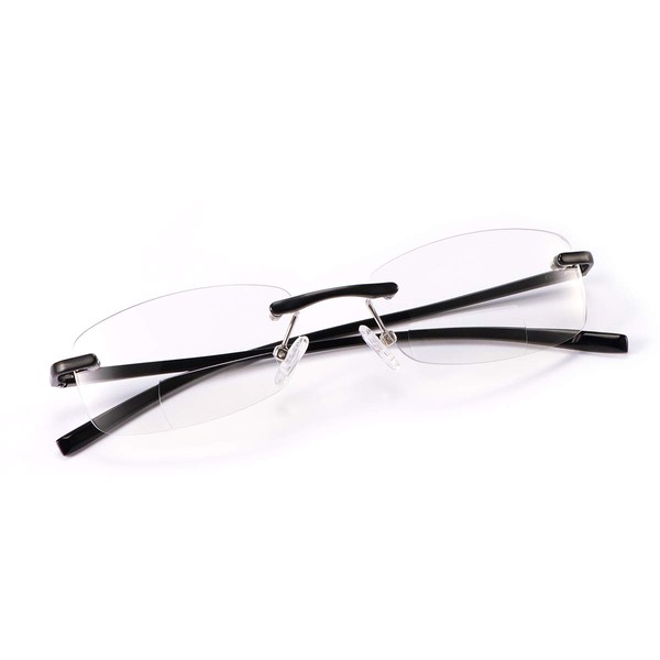 Rimless Clear Bifocal Reading Glasses Blue Light Blocking Readers for