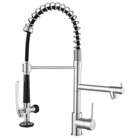 Commercial Kitchen Faucet Pull-Down Sprayer Brass Kitchen Faucet High Quality Kitchen FaucetsColor: Chrome, Surface Finishing: Chrome
