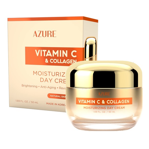 AZURE Vitamin C & Collagen Day Cream - Anti-Aging, Brightening Moisturizer - Reduces Fine Lines, Made in Korea - 50mL / 1.69 fl.oz.