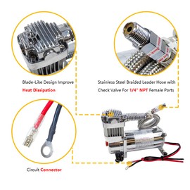 Dual Heavy Duty Onboard 12V Air Compressors 200 PSI with Remote Mount Kit | Universal Fit for Truck Car Train Horn, Suspension Ride Bag System | Fits All 12V Vehicles like Truck Pickup SUV RV Marine