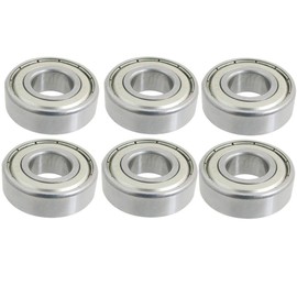6202Z 15 x 35 x 11mm Ball Bearing Dual Metal Shields Pair Deep Groove Radial Speed, 6-Pack