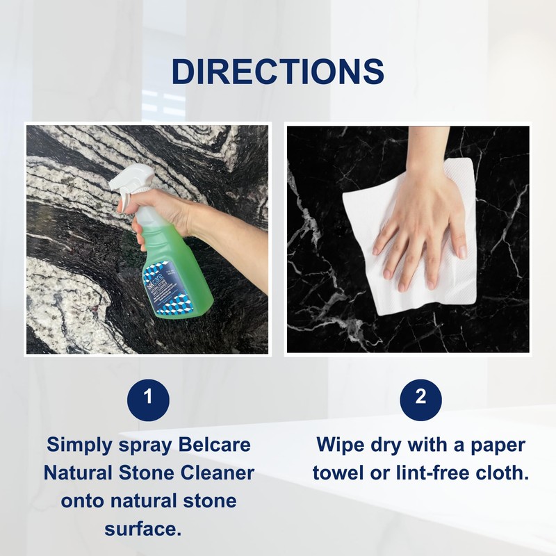 Belcare Natural Stone, Marble, Granite Countertop Cleaner, pH-Neutral, Streak Free
