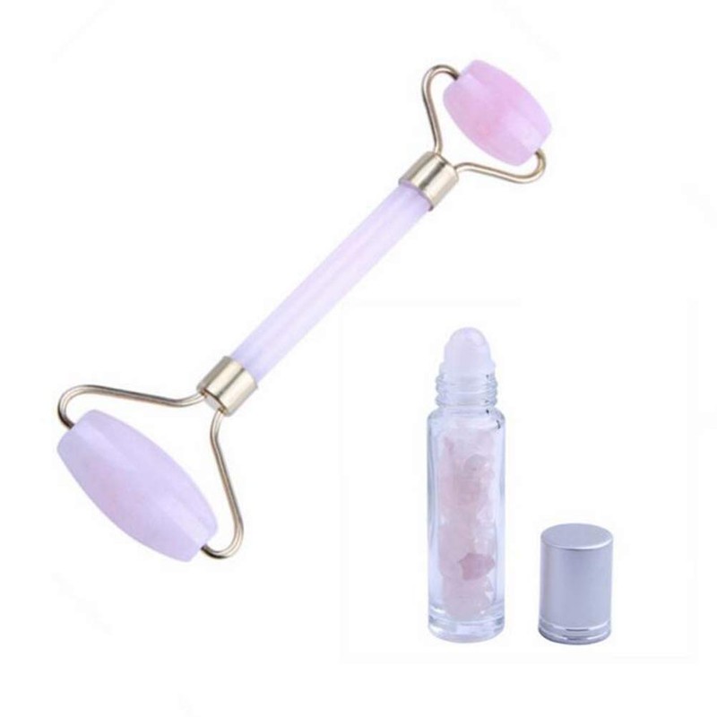 YISHUI Natural Rose Quartz Massage Jade Roller Massager Natural Ball