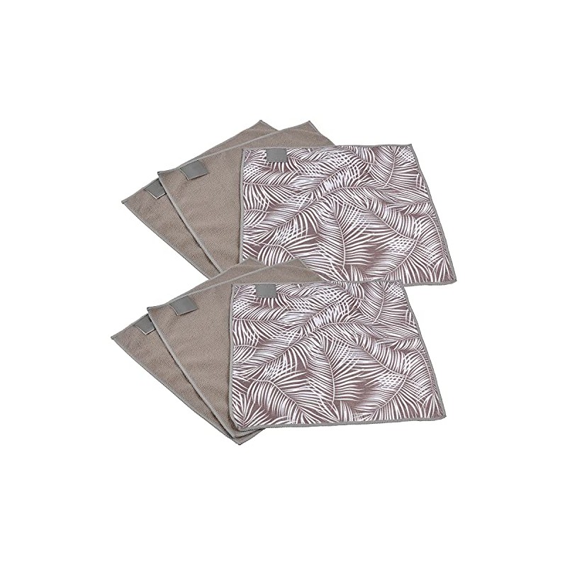 Macosa UMEN192 Set of 6 Microfibre Cloths Taupe with Pattern