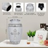 Cremation Urns for Women, White Engraved Cross Large Funeral Urn