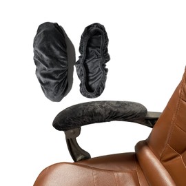 NeColorLife Velvet Office Chair Arm Covers Removable Chair Armrest Covers Stretch Desk Chair Arm Cover Washable Computer Chair Arm Covers Protectors for Office Chairs (Black,2Pcs/Set)