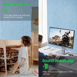 Large Cork Board for Office, 8 Pack Felt Wall Tiles with Slat Wall Paneling and Safe Removable Adhesive Tabs, Felt Bulletin Board Pin Board Cork Boards for Walls - Light Blue