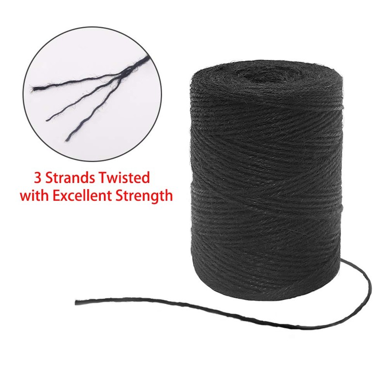 Tenn Well Black Jute Twine, 656 Feet 2mm Jute Rope