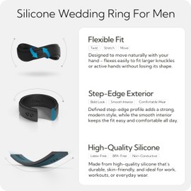 Rinfit Silicone Rings for Men 9mm Wide, 2mm Thick - Mens Rubber Wedding Bands - Infinity Silicone Rings for Him - Patented Design - Black, Size 7
