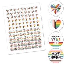 Big Dot of Happiness So Many Ways to Be Human - Pride Party Round Candy Sticker Favors - Labels Fit Chocolate Candy (1 sheet of 108)