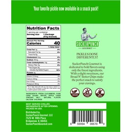 SuckerPunch | Snappy Sweet Bread 'n Butter Chip-Cut | Pickle Pouch Snack Pack | 3.4oz Single-Serve (12 units)