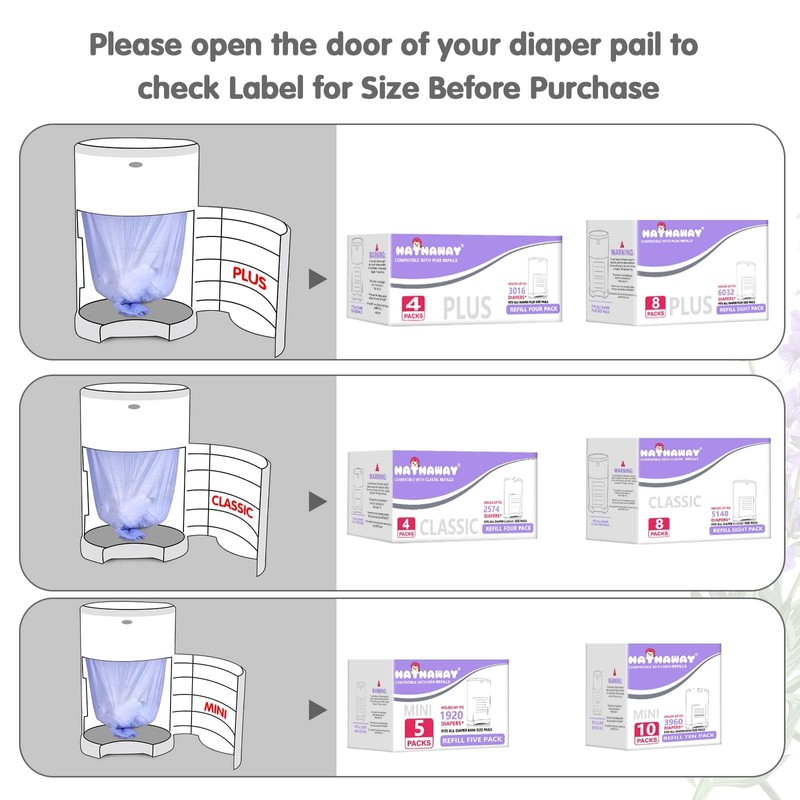 Refills Compatible with Dekor Classic, 30% Extra Length Diaper Pail