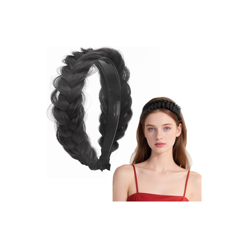 Diadema Trenzada Ancha Y Despeinada De Cabello Sintético Con Dientes,