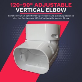 DuctlessAire - 4 Inch 120 to 90 Degree Adjustable Vertical Elbow - Snug Mounting, Aids in Protection - Professional Grade Durability - White/Paintable, Easy Installation for Air Conditioning Systems