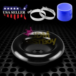 JDMBESTBOY 3.5" Black Short Ram Cold Air Intake Turbo Horn Aluminum Alloy Velocity Stack Adapter Kit with Silicone Hose