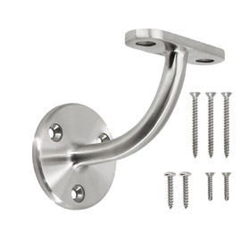 Stainless Steel 316 [Marine Grade] Wall Mount Handrail Bracket for Wood & Metal Stair Railing, Support Flat Surface Square Tube, Satin, 1-Pack