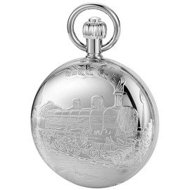 Vintage Silver Train London Design Hand Winding Mechanical Pocket Watch Mens Watches