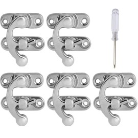 Biaungdo 5pcs Retro Vintage Style Swing Bag Clasp Closure Lock Latch for Furniture Wooden Box Jewelry Case Silver Tone with Mounting Screw & Screwdriver, 33 x 29 mm