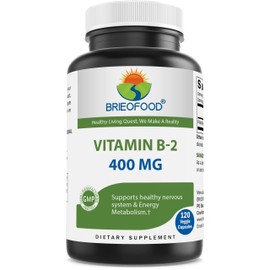 Brieofood Vitamin B2 (Riboflavin) 400mg, 120 Veggie Capsules - Gluten Free, Non-GMO