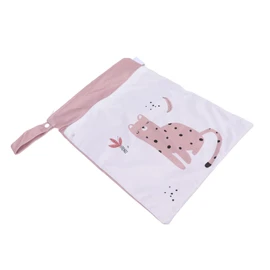2pcs Hanging Diaper Bag Waterproof Double Pockets Zipper Closure Baby Clothes Storage Bag Cat