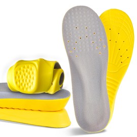 Meidlan インソール 衝撃吸収 アーチサポート, 超軽量 スポーツ用, 2足4枚セット, 立ち仕事用 (イエロー, L(27-30cm向き))