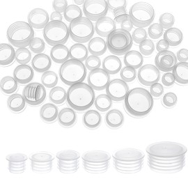 60 Pcs Salt and Pepper Stoppers Plugs, 6 Size Reusable Salt and Pepper Shaker Stoppers Plugs Clear 11/13/15/17/19/24mm Replacement Plug Plastic Stopper Round End Caps for Bottles