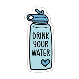 Drink Your Water Sticker, Vinyl Waterproof Positive Reminders Sticker for Water Bottle Laptop Mug Tumbler