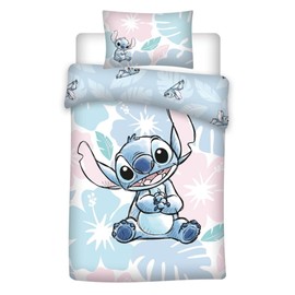 Aymax Stitch Flowers Single Baby Bedding Set, Duvet Cover 100 x 140 cm + Pillowcase 40 x 60 cm, 100% Cotton