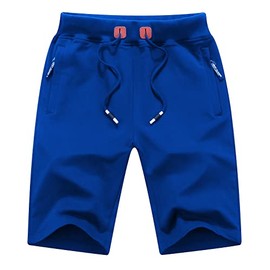 MO GOOD - Pantalones cortos casuales para hombre, para entrenamiento, cómodos, transpirables, grandes y altos, Azul, 36-37