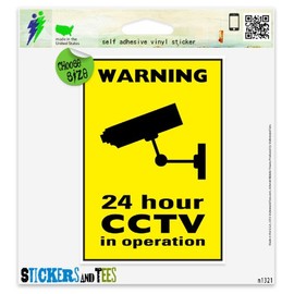 Warning 24 Hour CCTV Video Camera Security Sign Vinyl Car Bumper Window Sticker 3" x 2"