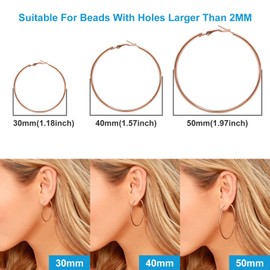60pcs Earrings Beading Hoop Earrings Finding Rose Gold Hypoallergenic Hoop Earrings Open Beading Hoop for Jewelry Making DIY Crafts Art Creation Girl Women Gift Wedding Party Favor