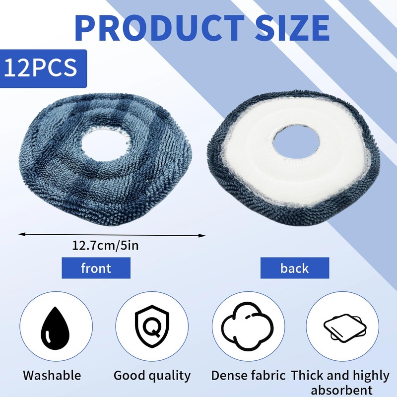 GMHLLES 12 Pack Mop Pads Compatible with Eufy Washable and