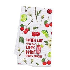 PLITI Cherry Lover Gift Alcoholic Lover Gift Cherry Themed Gift When Life Gives You Limes Make Cherry Limeade Kitchen Towel (Cherry Limeade TWU)