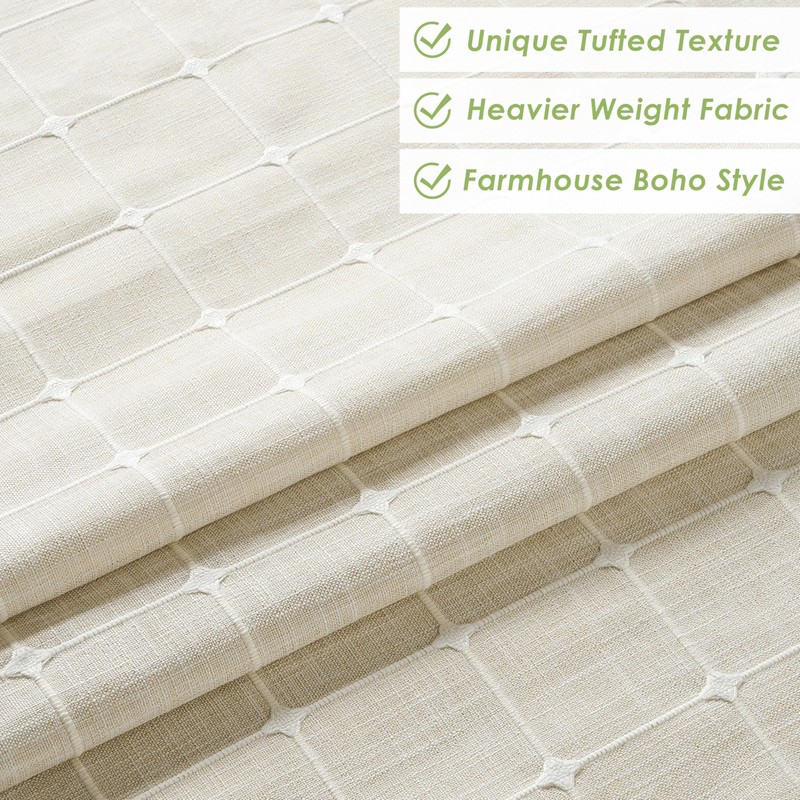 Nesphy No Hook Shower Curtain with Snap in Liner, Beige