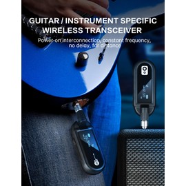 EBJ Wireless Guitar System UHF Wireless Guitar Transmitter Receiver Rechargeable Audio Wireless Transmitter Receiver 20-Channel bass Electric Guitar Electronic Organ (1-Channel)