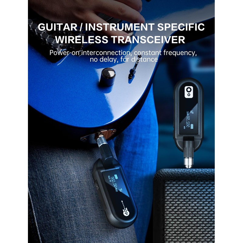 EBJ Wireless Guitar System UHF Wireless Guitar Transmitter Receiver Rechargeable