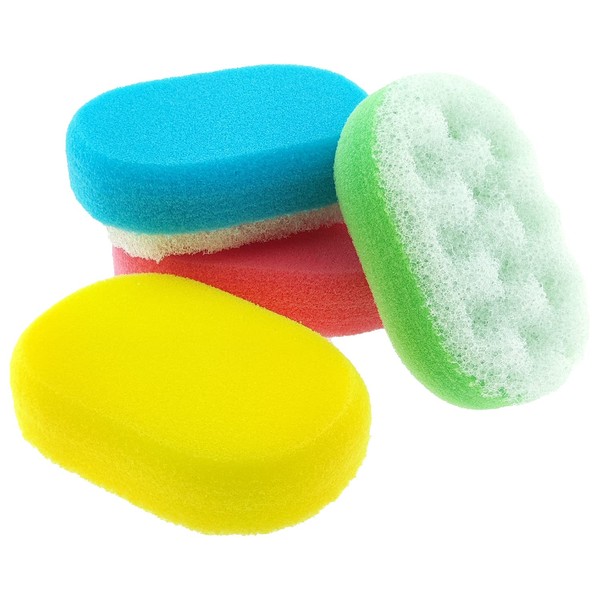 Set of 4 Massage Sponges Bath Sponges 14 x 4.5 x 9 cm