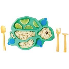 Constructive Eating Training Utensils and Plate Set - Made in USA - Kitchenware - Kitchen Utensils - Cutlery, Tableware - Colour: Teal Truck