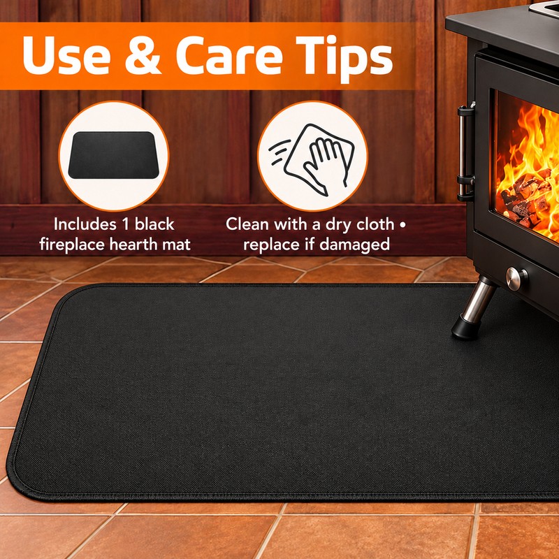 Fire-Resistant Fireplace Hearth Mat for Floor Protection – Non-Slip Fiberglass